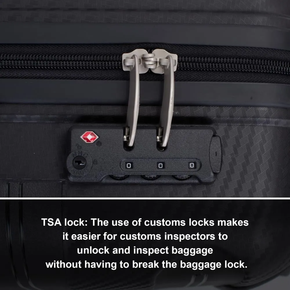3-Piece Hardshell Luggage Set (20"/24"/28") - Lightweight PP Suitcases with Lock & 360 Spinner Wheels - Expandable Carry-On & Checked Luggage (Black   Polypropylene)