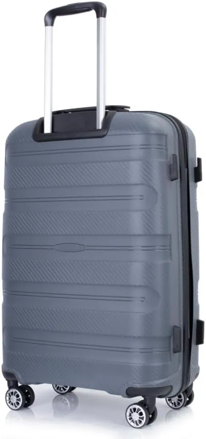 3-Piece Hardshell Luggage Set (20"/24"/28") - Lightweight PP Suitcases with Lock & 360 Spinner Wheels - Expandable Carry-On & Checked Luggage (Gray   Polypropylene)