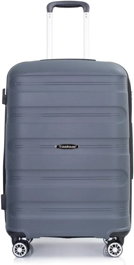 3-Piece Hardshell Luggage Set (20"/24"/28") - Lightweight PP Suitcases with Lock & 360 Spinner Wheels - Expandable Carry-On & Checked Luggage (Gray   Polypropylene)