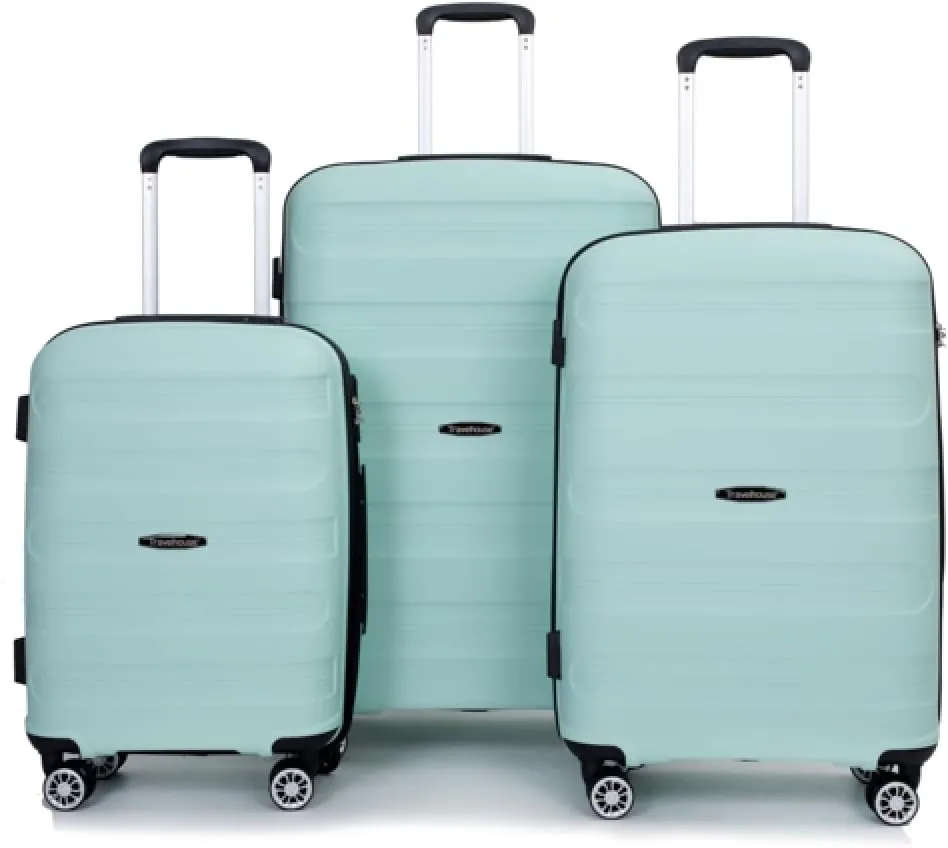 3-Piece Hardshell Luggage Set (20"/24"/28") - Lightweight PP Suitcases with Lock & 360 Spinner Wheels - Expandable Carry-On & Checked Luggage (Light Green   Polypropylene)