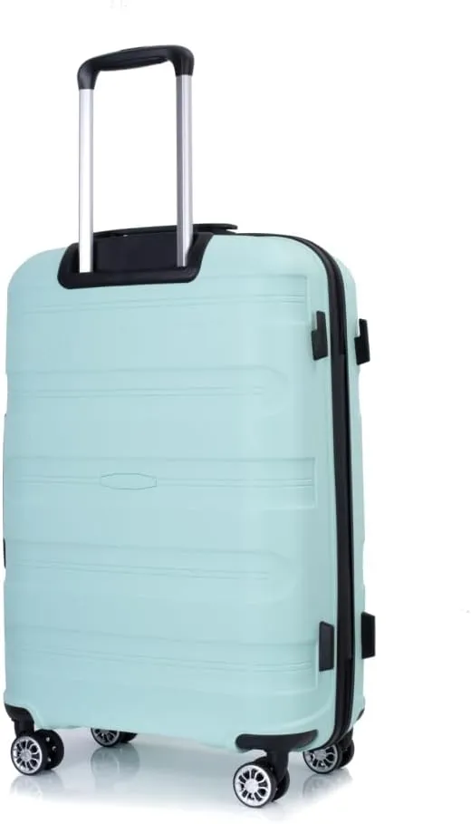 3-Piece Hardshell Luggage Set (20"/24"/28") - Lightweight PP Suitcases with Lock & 360 Spinner Wheels - Expandable Carry-On & Checked Luggage (Light Green   Polypropylene)