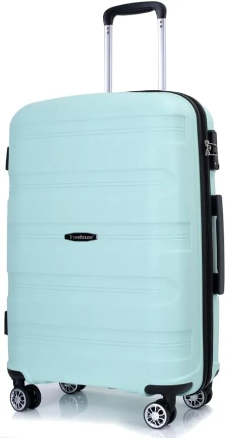 3-Piece Hardshell Luggage Set (20"/24"/28") - Lightweight PP Suitcases with Lock & 360 Spinner Wheels - Expandable Carry-On & Checked Luggage (Light Green   Polypropylene)