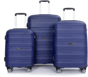 3-Piece Hardshell Luggage Set (20"/24"/28") - Lightweight PP Suitcases with Lock & 360 Spinner Wheels - Expandable Carry-On & Checked Luggage (Navy   Polypropylene)