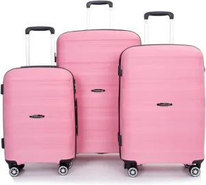 3-Piece Hardshell Luggage Set (20"/24"/28") - Lightweight PP Suitcases with Lock & 360 Spinner Wheels - Expandable Carry-On & Checked Luggage (Pink   Polypropylene)