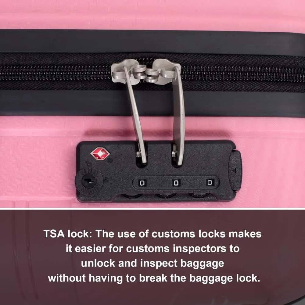 3-Piece Hardshell Luggage Set (20"/24"/28") - Lightweight PP Suitcases with Lock & 360 Spinner Wheels - Expandable Carry-On & Checked Luggage (Pink   Polypropylene)