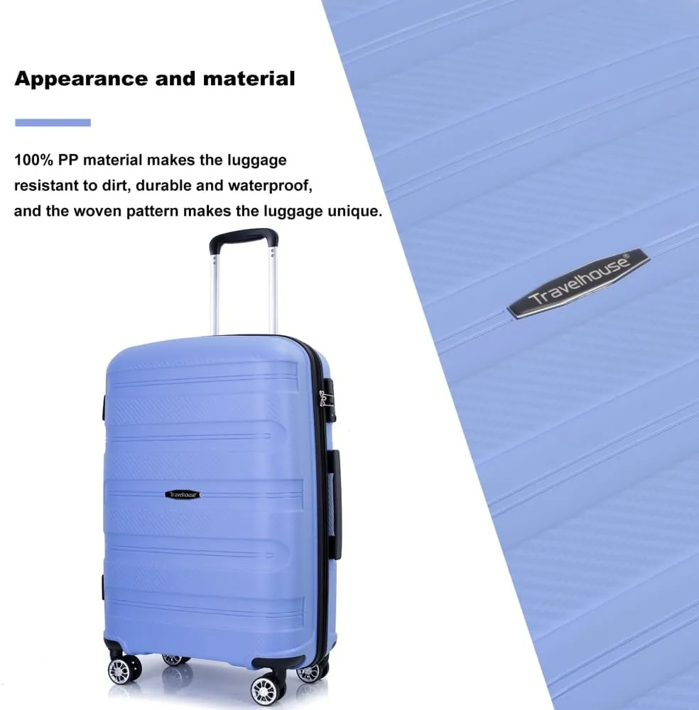 3-Piece Hardshell Luggage Set (20"/24"/28") - Lightweight PP Suitcases with Lock & 360 Spinner Wheels - Expandable Carry-On & Checked Luggage (Purplish Blue   Polypropylene)
