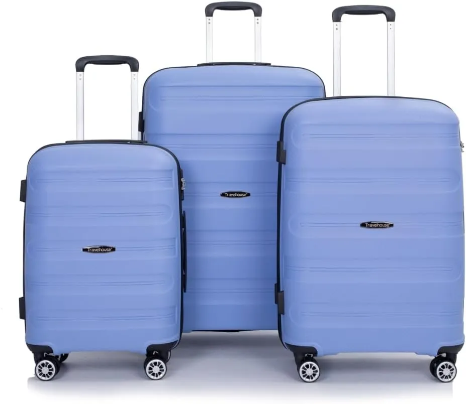 3-Piece Hardshell Luggage Set (20"/24"/28") - Lightweight PP Suitcases with Lock & 360 Spinner Wheels - Expandable Carry-On & Checked Luggage (Purplish Blue   Polypropylene)