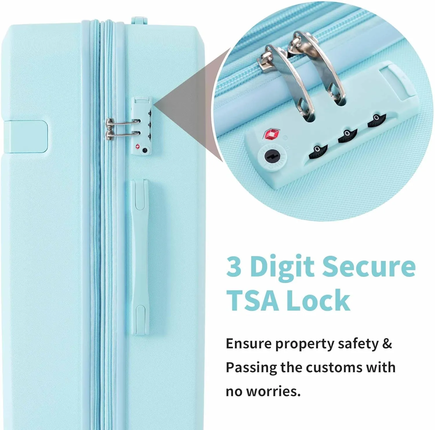 4-Piece Expandable Luggage Set with Compression Packing Cubes - 16" 20" 24" 28" Lightweight ABS Suitcases w/TSA Lock, 360 Spinner Wheels, Family Travel Luggage Set (Light Blue)