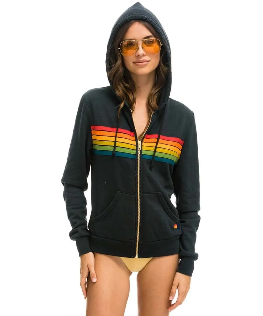 6 Stripe Hoodie Charcoal Serape Rainbow