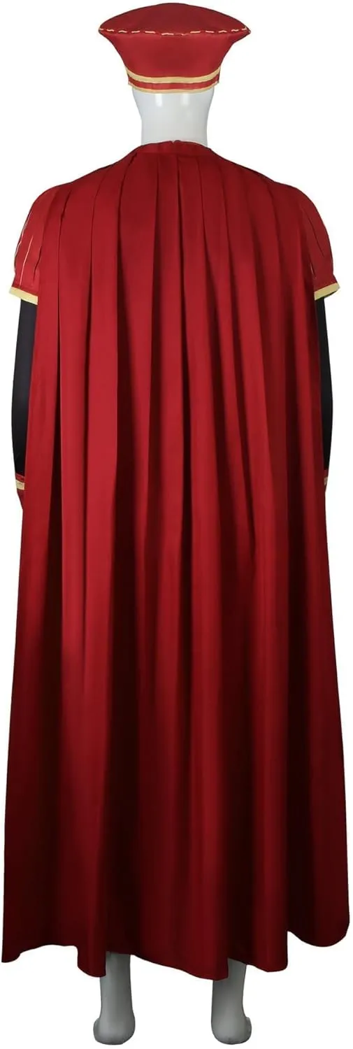 Adult Farquaad Costume Men King Lord Farquaad Cosplay Red Cloak Tops Hat Full Set, Standard