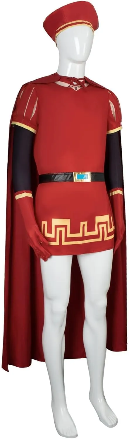 Adult Farquaad Costume Men King Lord Farquaad Cosplay Red Cloak Tops Hat Full Set, Standard