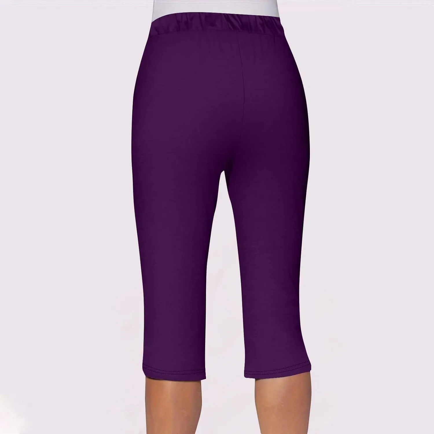 Akklian Summer Leggings with Pockets for Women Straight Wide Leg Cropped Trousers Drawstring Elastic Waist Side Slit Trousers