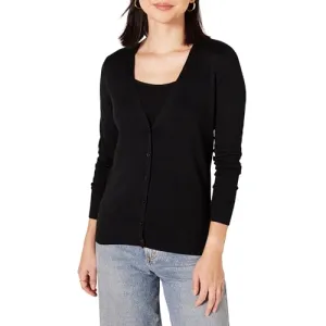 Amazon Essentials Women's Lightweight V-Neck Cardigan Sweater (Available in Plus Size), Mustard Yellow, Small