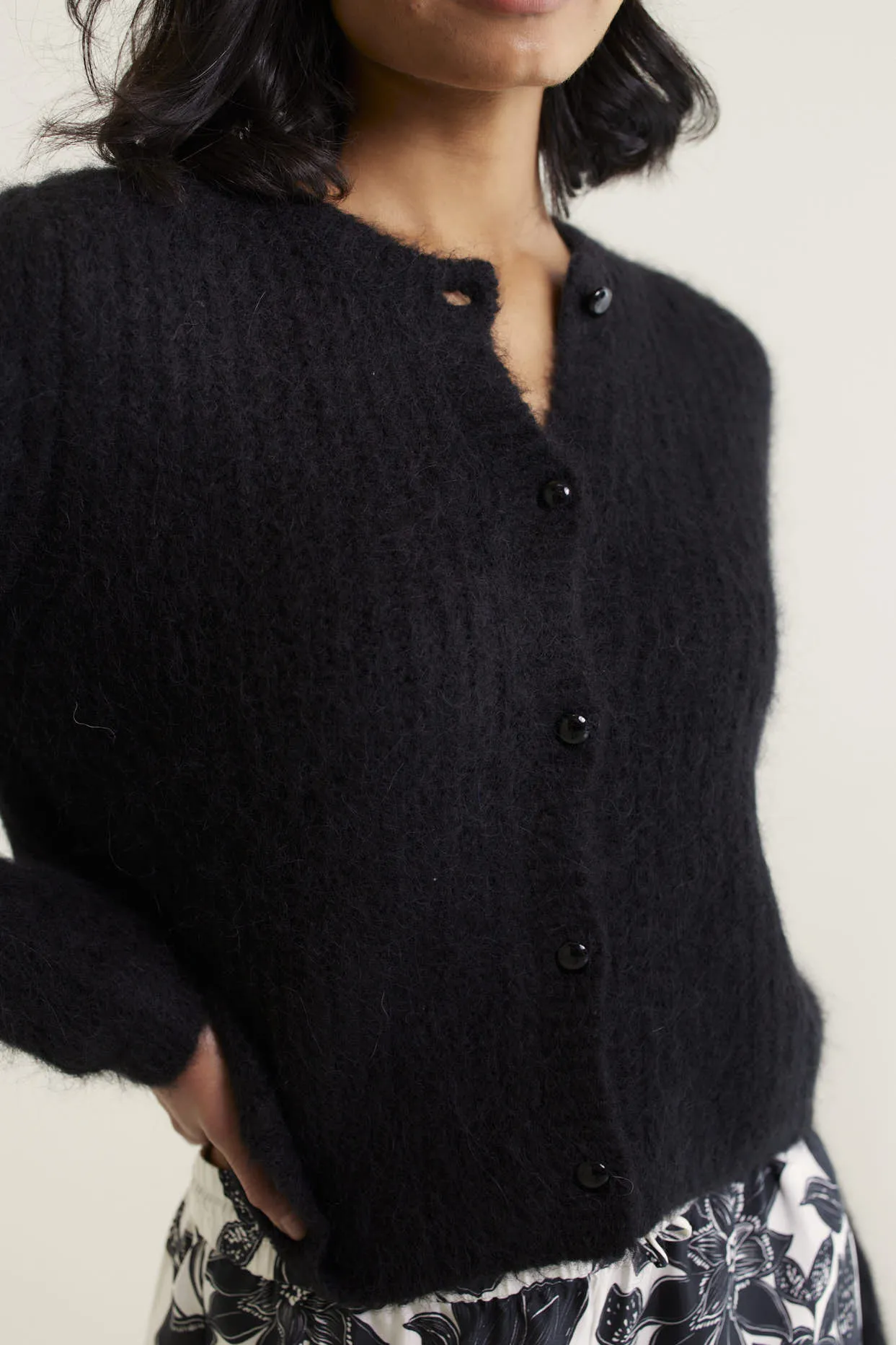 Anastasia Brushed Alpaca Cardi In Black