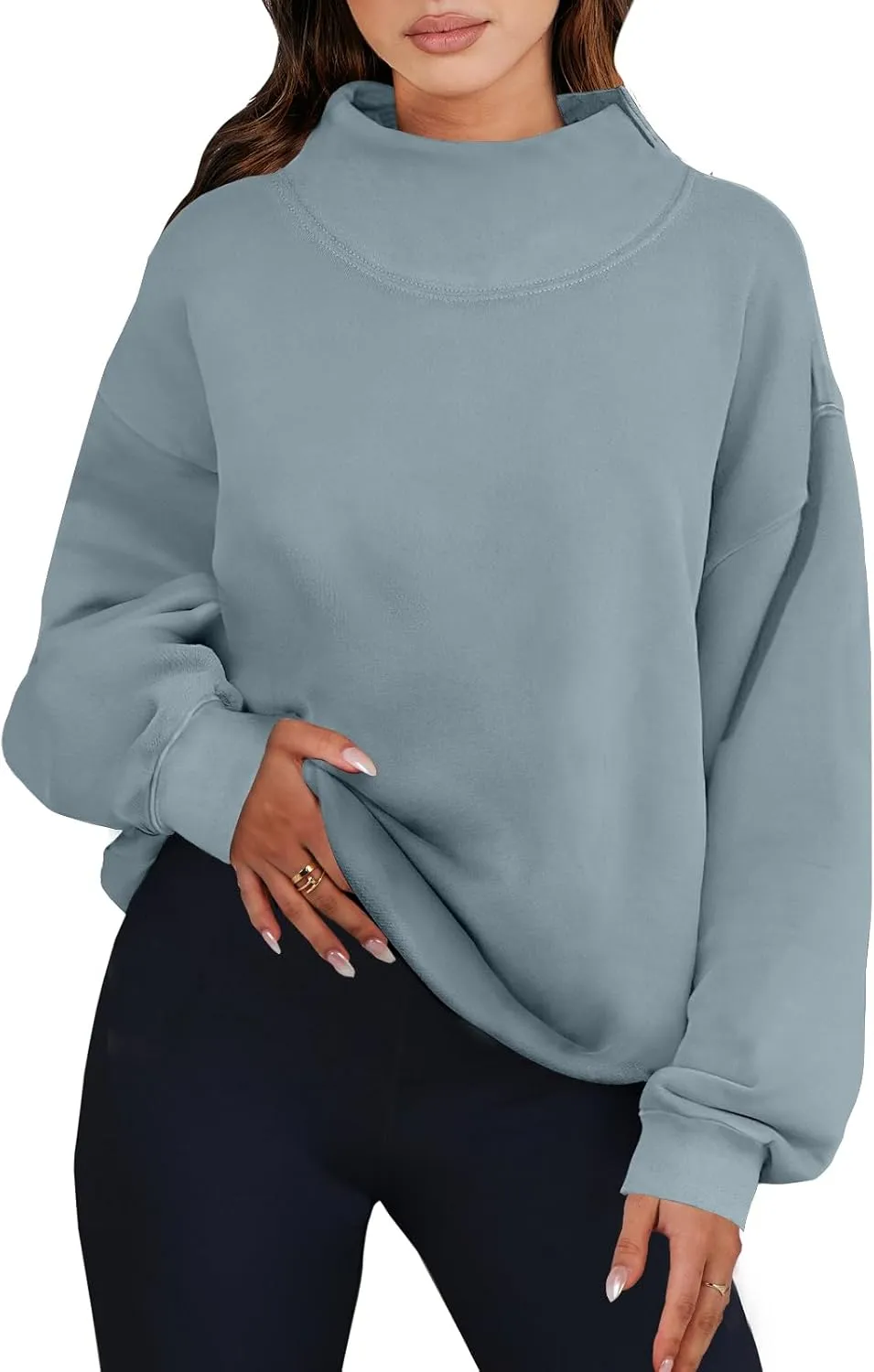 ANRABESS Womens Oversized Sweatshirts Turtleneck Pullover Long Sleeve Hoodies Tops 2024 Fall Fashion Preppy Outfits