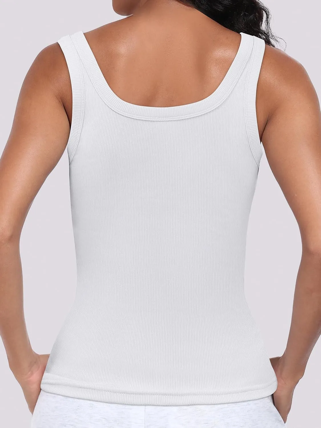 ANRABESS Womens Sleeveless Scoop Neck Tank Top Ribbed Fitted Summer Basic Slim Cute Tops 2025