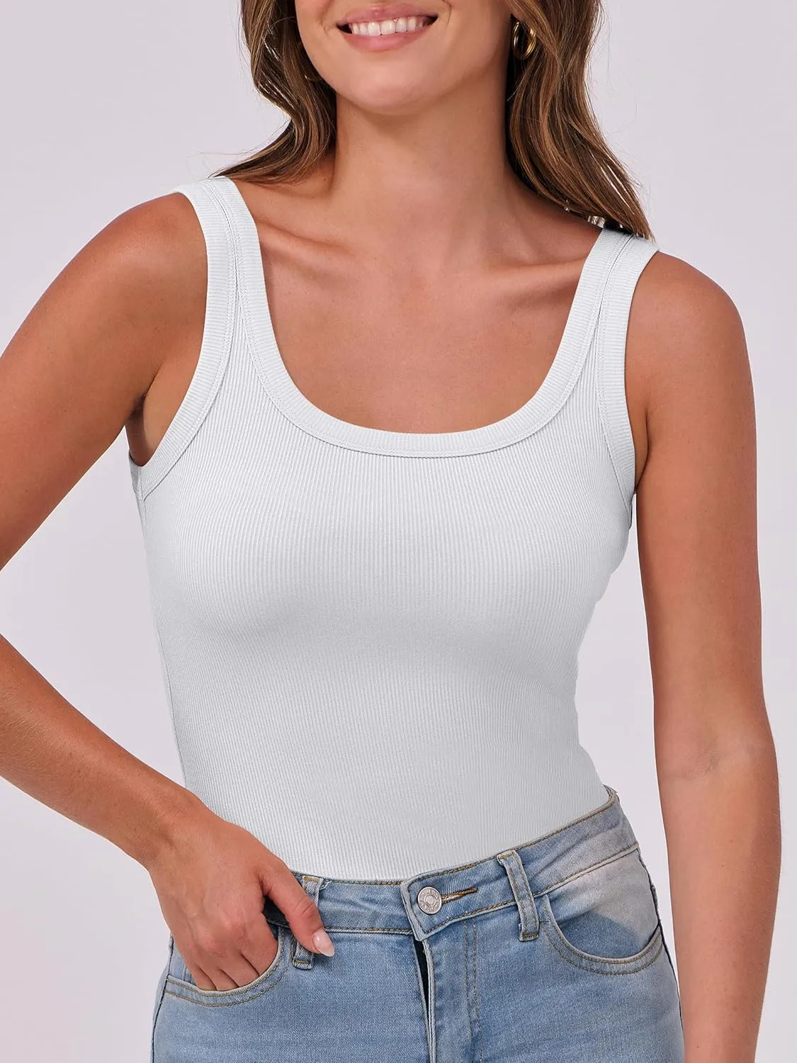 ANRABESS Womens Sleeveless Scoop Neck Tank Top Ribbed Fitted Summer Basic Slim Cute Tops 2025