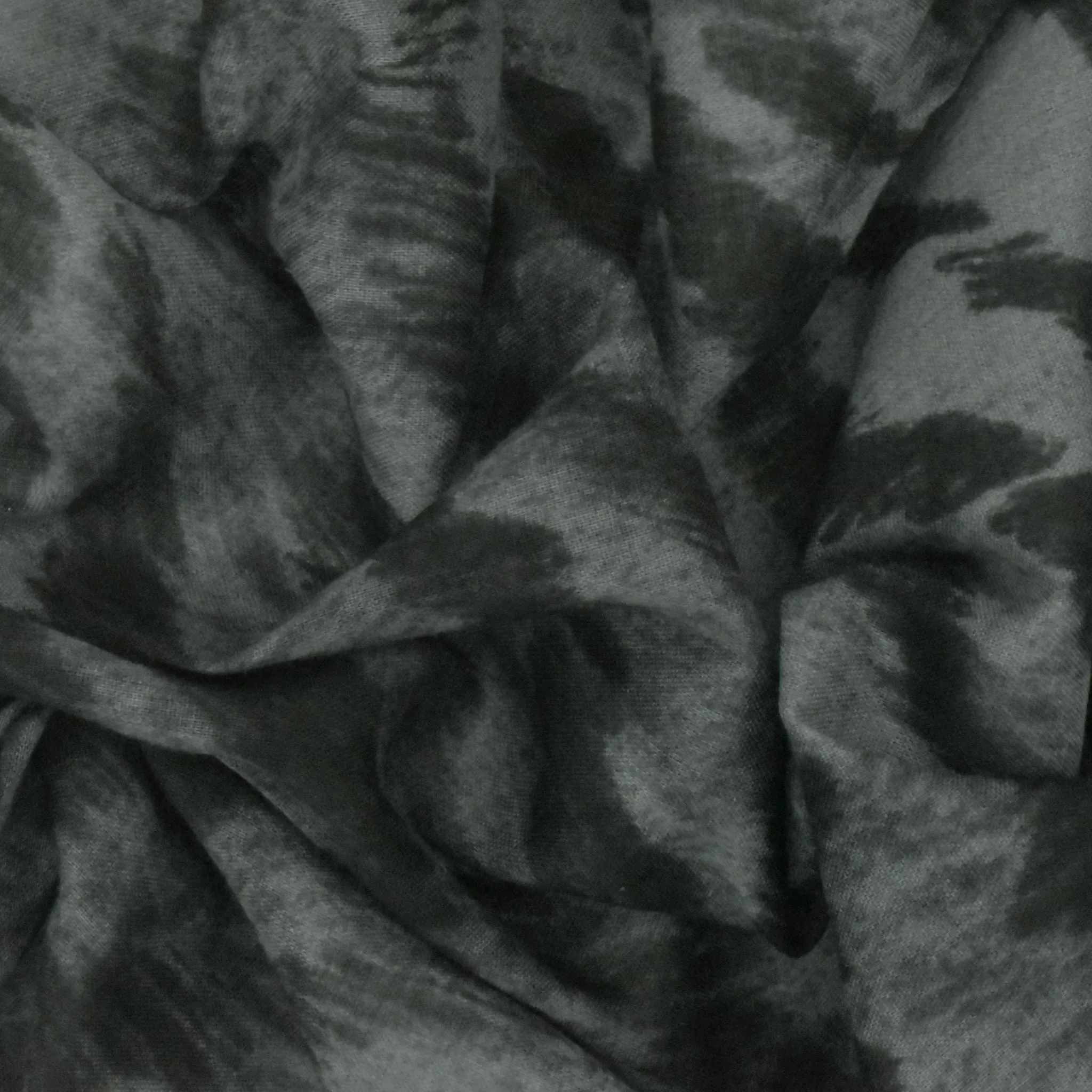Ash Gray-Off-Black Tiger Printed Cotton Lawn Woven Fabric