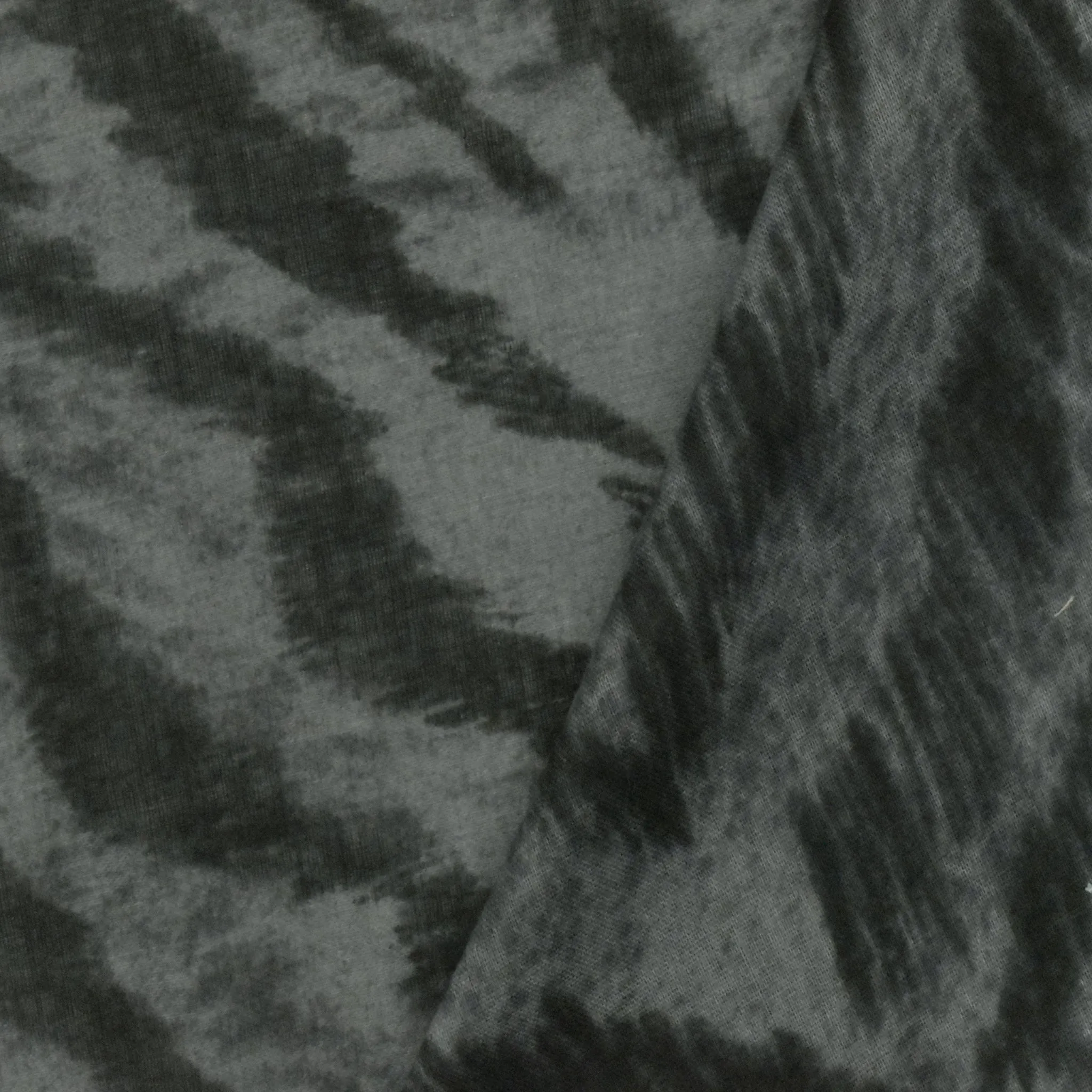 Ash Gray-Off-Black Tiger Printed Cotton Lawn Woven Fabric