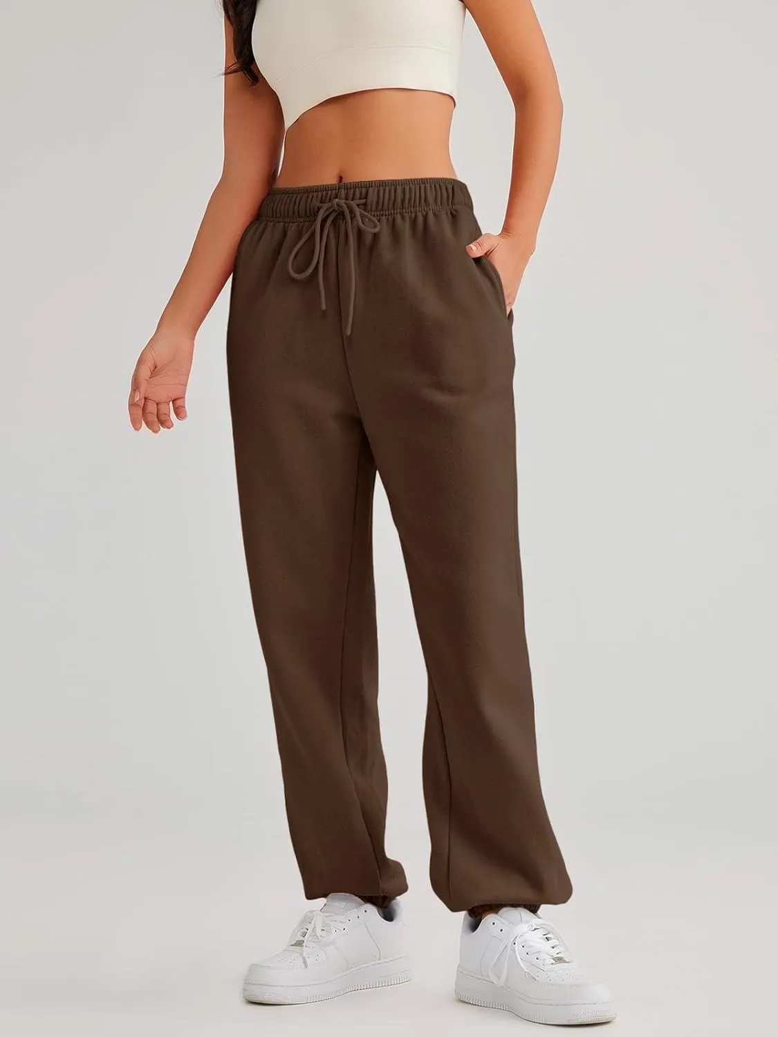 AUTOMET Women's Casual Baggy Fleece Sweatpants