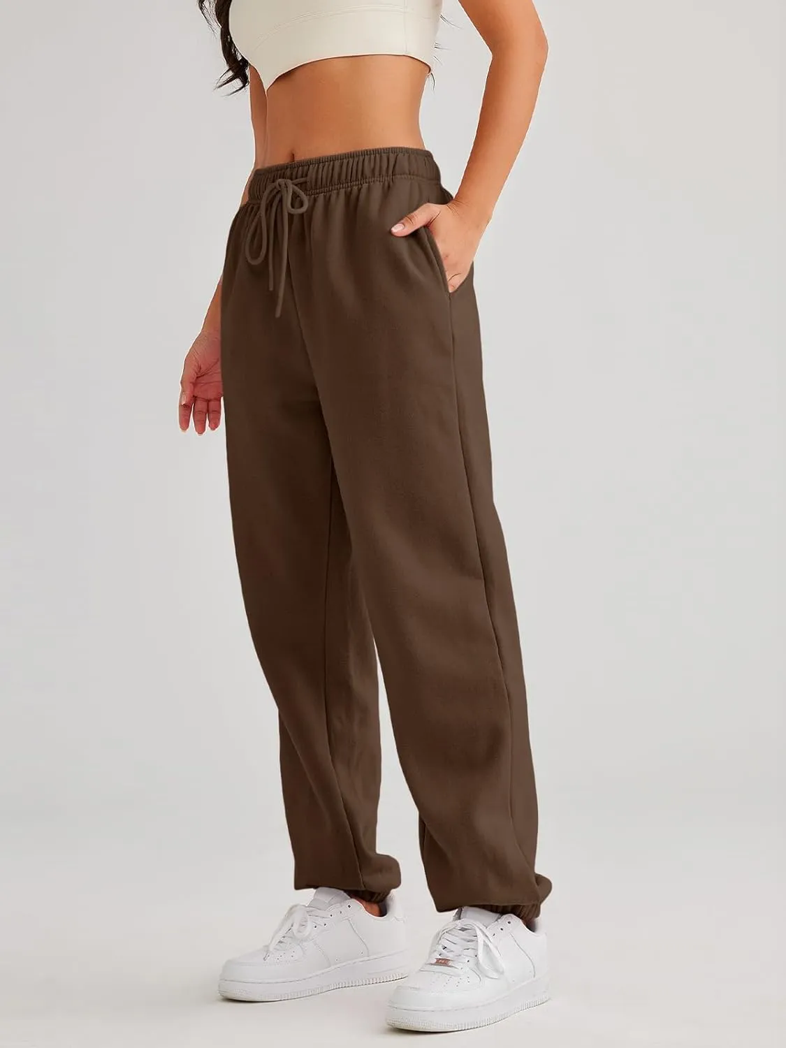 AUTOMET Women's Casual Baggy Fleece Sweatpants