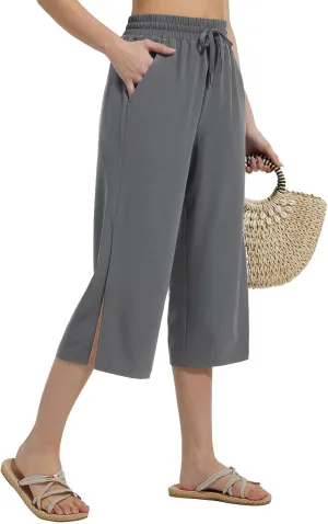 baleaf Women's Capri Pants Wide Leg Quick Dry Lightweight Capris UPF50  Casual Sweatpants Swim Pants