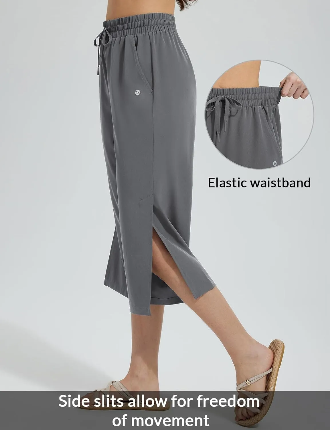 baleaf Women's Capri Pants Wide Leg Quick Dry Lightweight Capris UPF50  Casual Sweatpants Swim Pants
