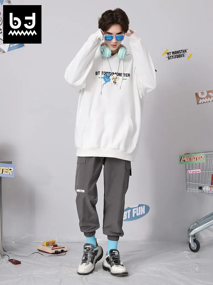 Bigdon doodle print drawstring hoodie with shoulder sleeves