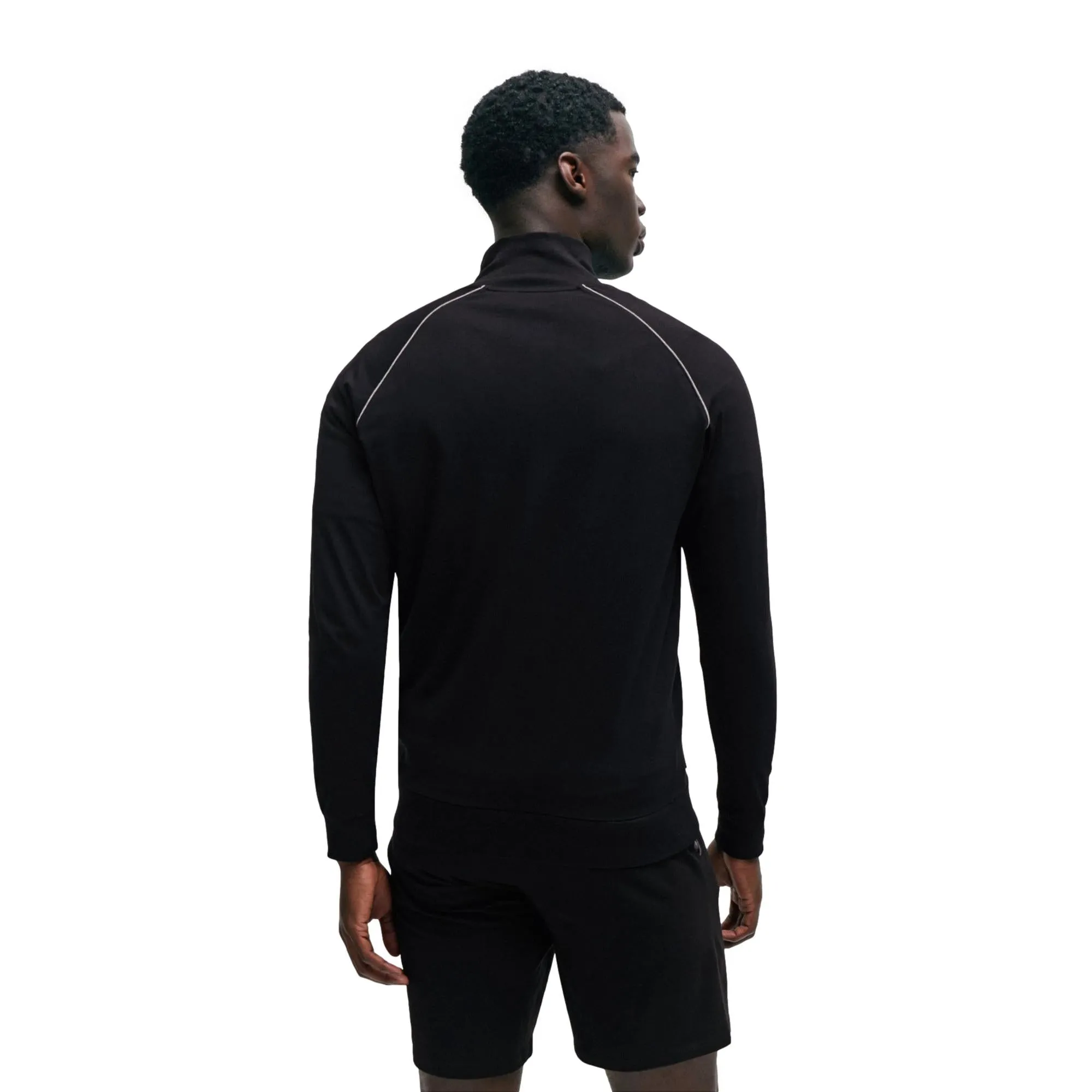 BOSS Men Mix & Match Stretch-Cotton Zip Up Jacket With Logo Detail - Black