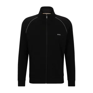 BOSS Men Mix & Match Stretch-Cotton Zip Up Jacket With Logo Detail - Black