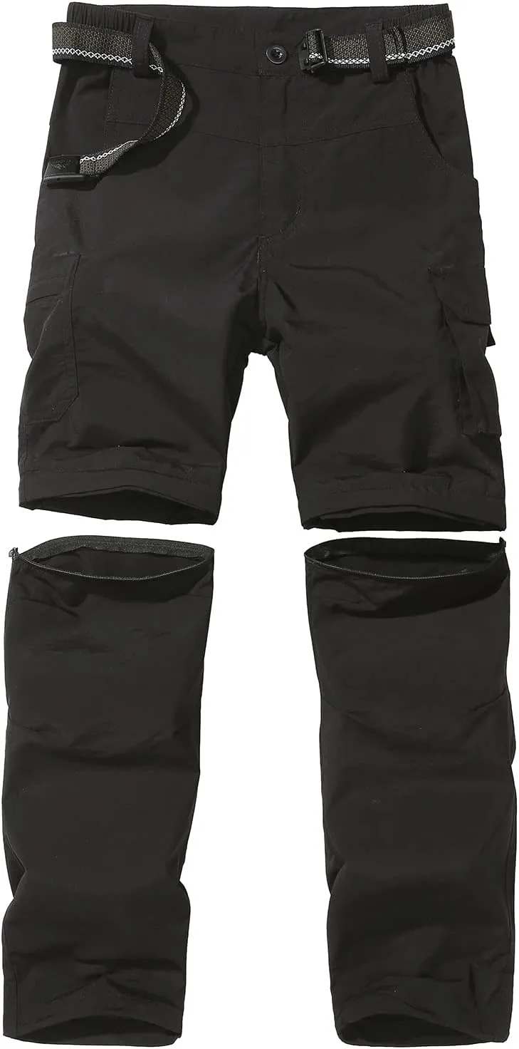 Boys Convertible Hiking Pants Lightweight Quick Dry Zip Off Pants for Kids Youth Outdoor UPF 50  Casual Cargo Trousers