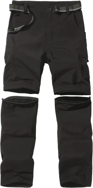 Boys Convertible Hiking Pants Lightweight Quick Dry Zip Off Pants for Kids Youth Outdoor UPF 50  Casual Cargo Trousers