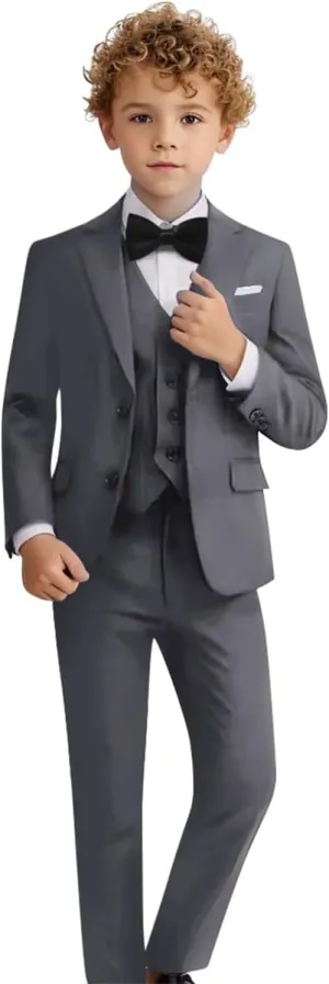 Boys Suit Set Formal Dress Shirt with Bowtie Vest Pants Toddler Boy Tuxedo Suits