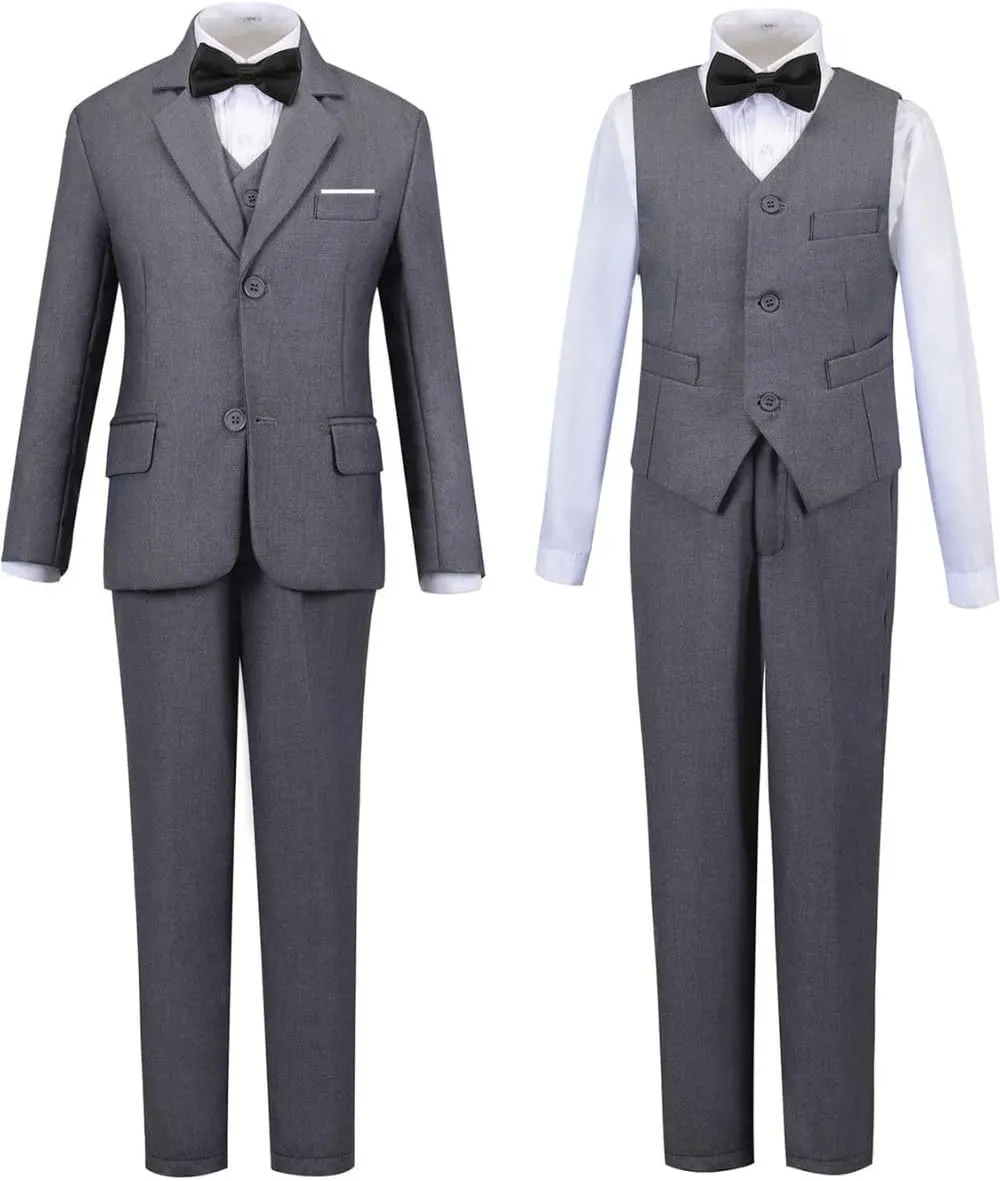 Boys Suit Set Formal Dress Shirt with Bowtie Vest Pants Toddler Boy Tuxedo Suits