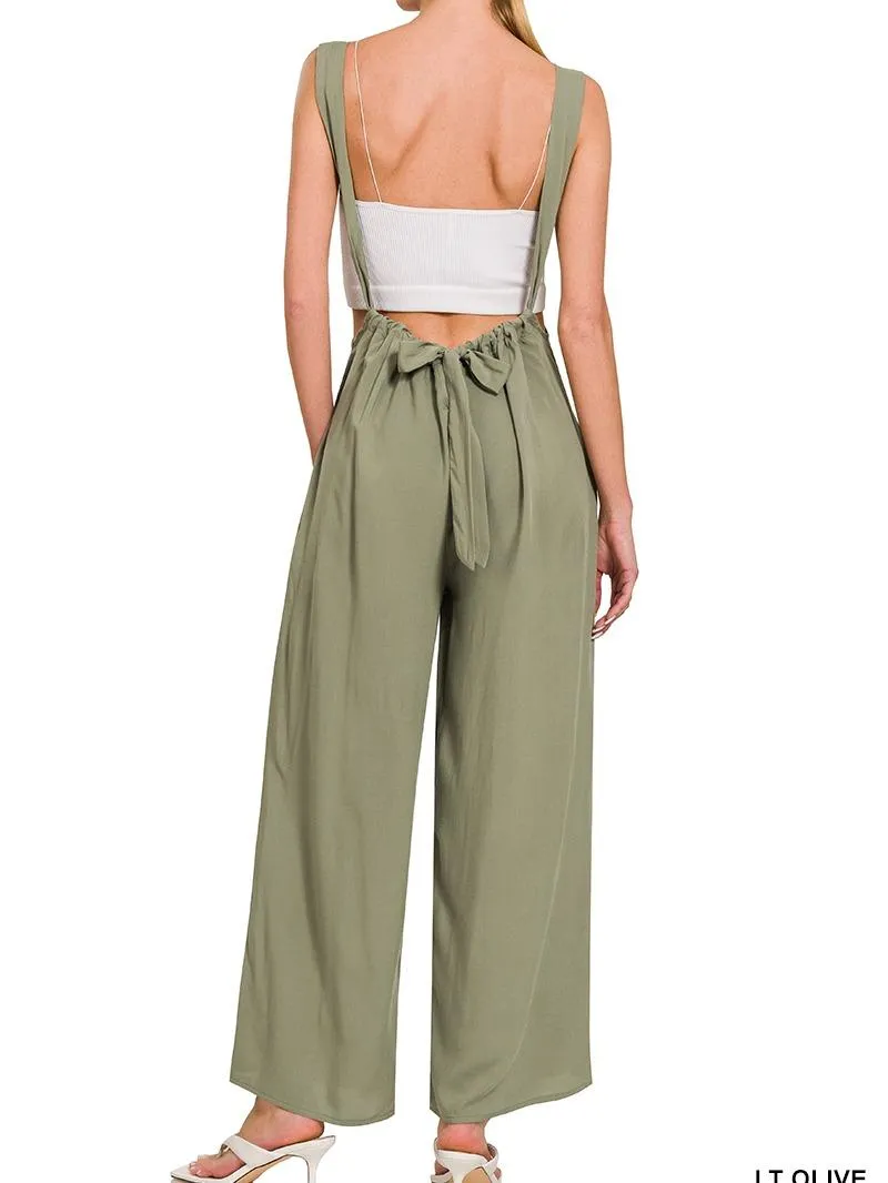 Bringing in the Season Woven Tie Back Suspender Jumpsuit w/ Pockets!! (6 Options)