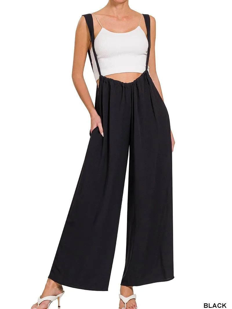 Bringing in the Season Woven Tie Back Suspender Jumpsuit w/ Pockets!! (6 Options)