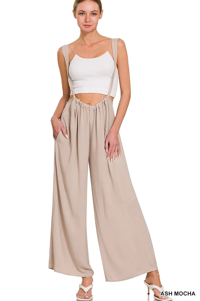 Bringing in the Season Woven Tie Back Suspender Jumpsuit w/ Pockets!! (6 Options)