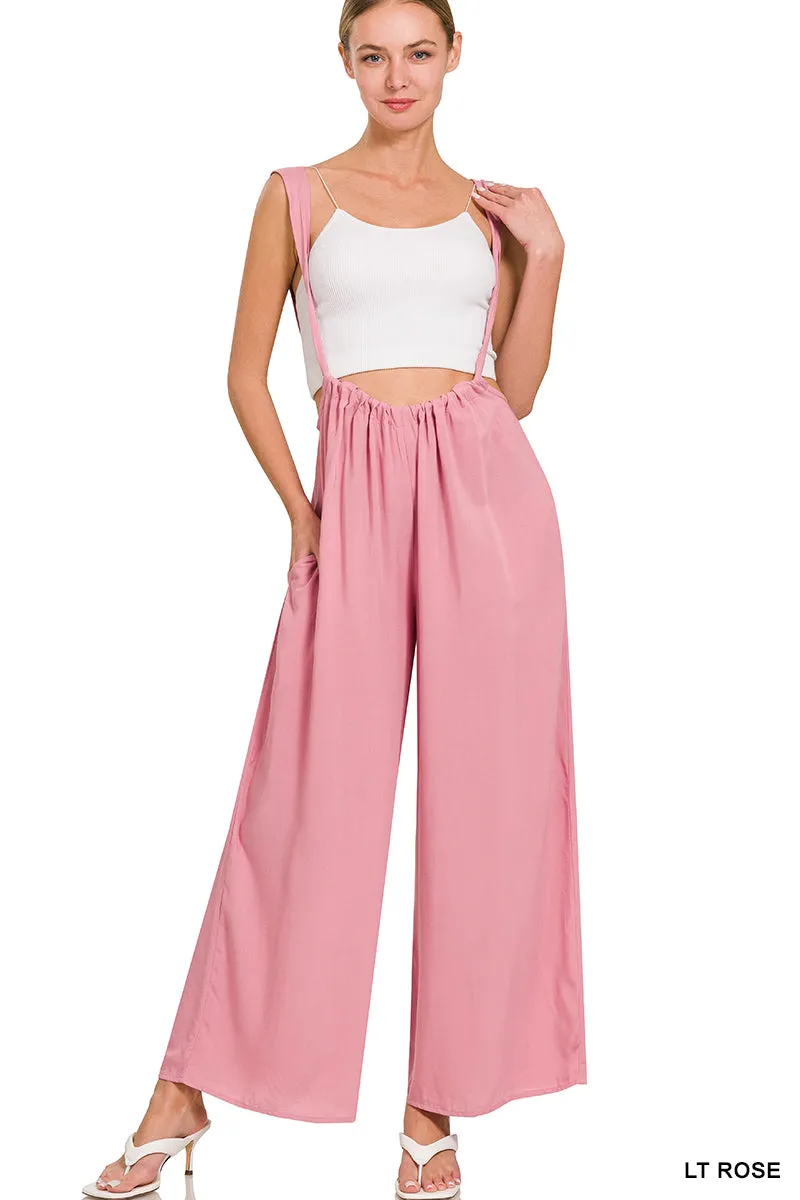Bringing in the Season Woven Tie Back Suspender Jumpsuit w/ Pockets!! (6 Options)