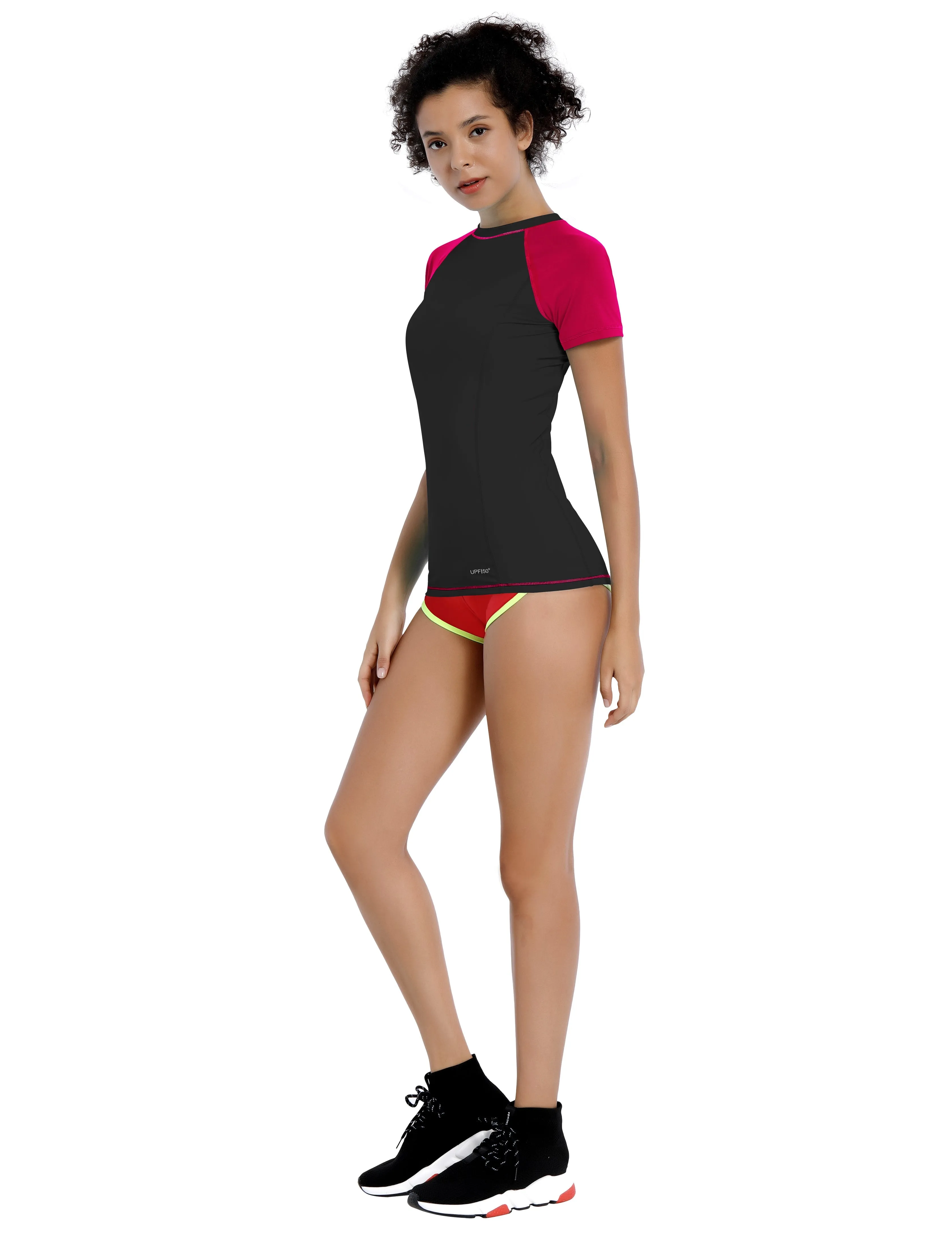 BUBBLELIME 84P/16S Short Sleeve Rashguard for Women Mix Color_Golf