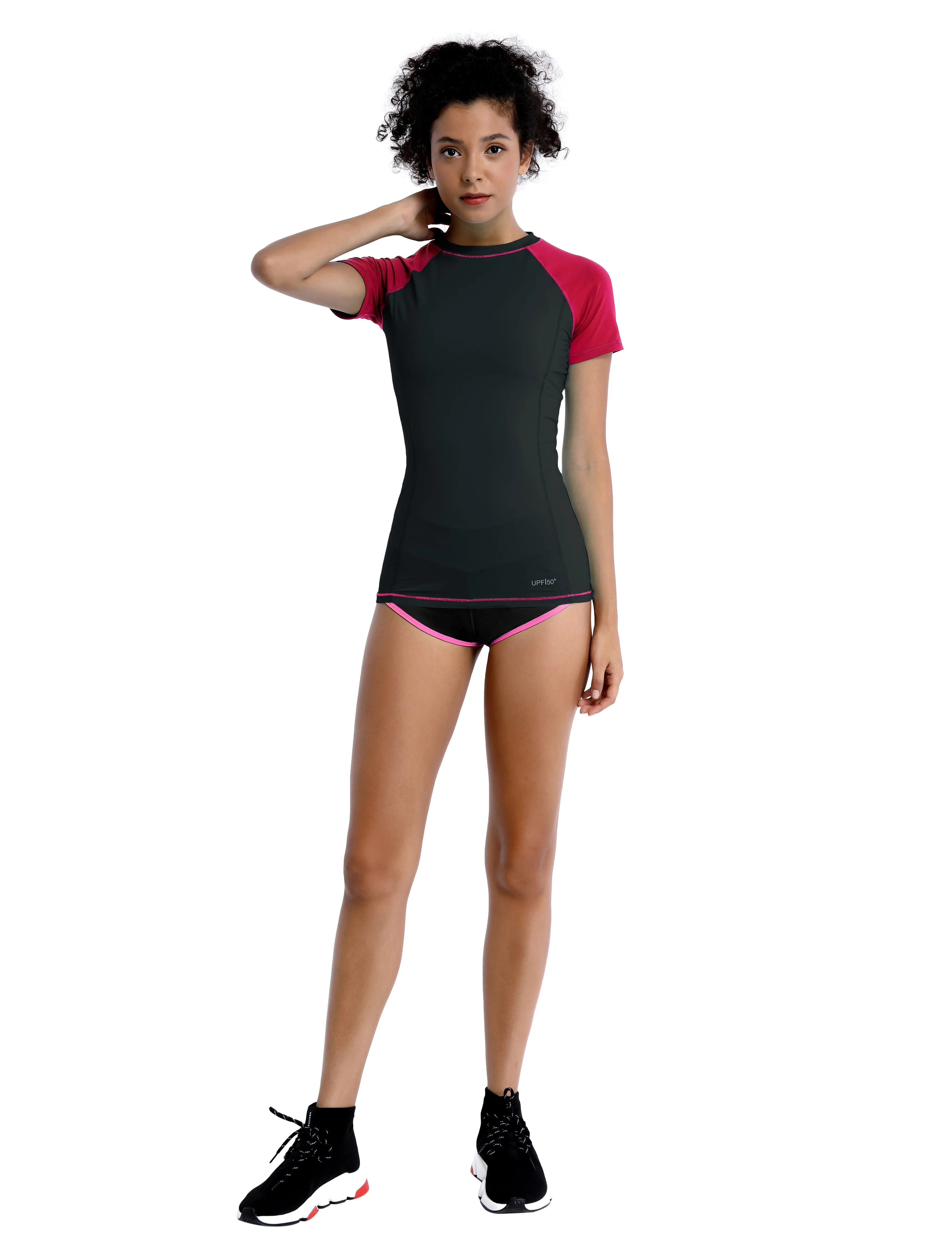 BUBBLELIME 84P/16S Short Sleeve Rashguard for Women Mix Color_Golf