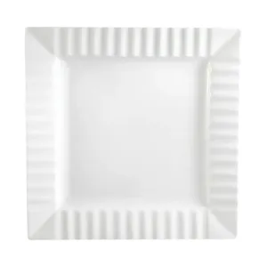 CAC China QE-16 Square Plate W/ Striped Rim 10 1/4" Case of 12 Pcs