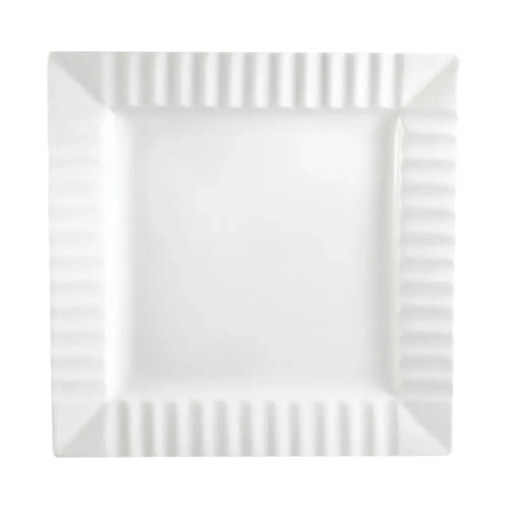 CAC China QE-16 Square Plate W/ Striped Rim 10 1/4" Case of 12 Pcs