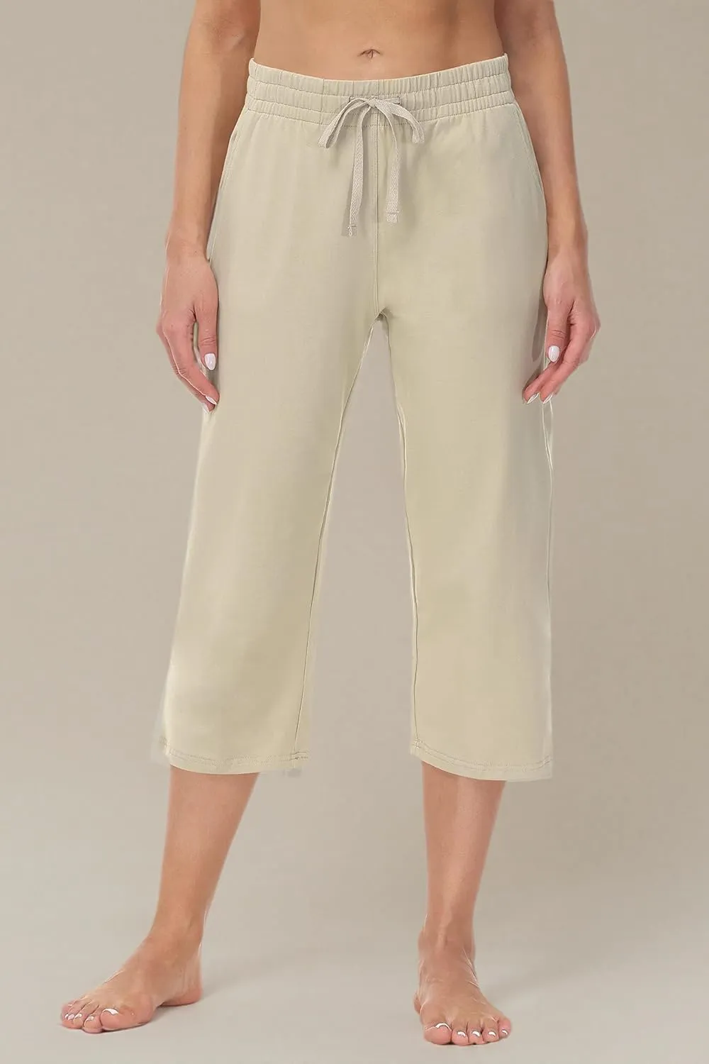 Cakulo Womens Capri Pants Wide Leg Yoga Capris Summer High Waisted Casual Lounge Cropped Pants with Pockets