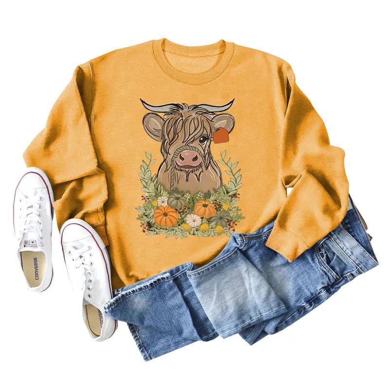 Calf Pumpkin Halloween Round Neck Loose Long-sleeved Large Size Sweater
