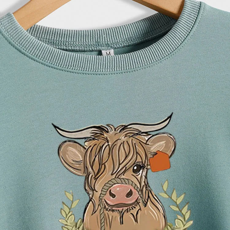 Calf Pumpkin Halloween Round Neck Loose Long-sleeved Large Size Sweater