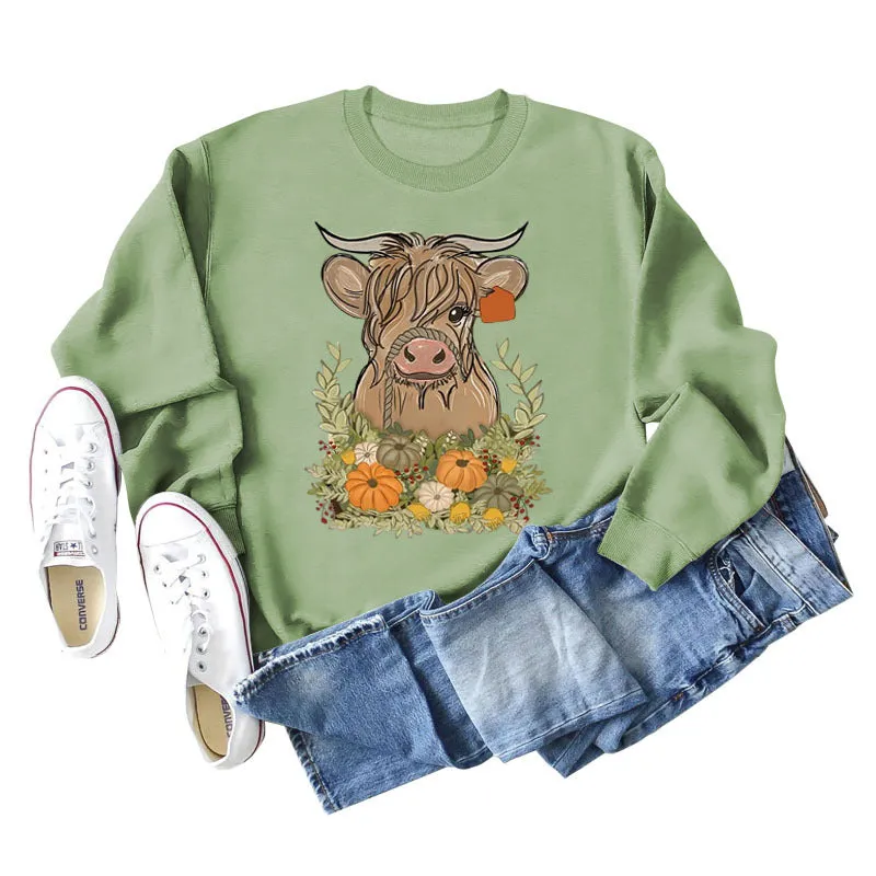 Calf Pumpkin Halloween Round Neck Loose Long-sleeved Large Size Sweater