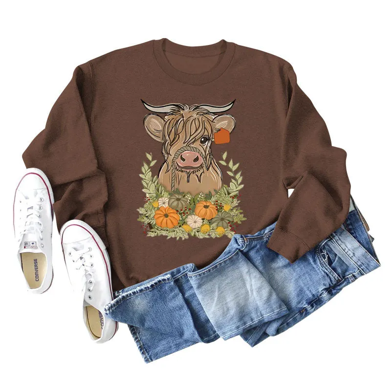 Calf Pumpkin Halloween Round Neck Loose Long-sleeved Large Size Sweater