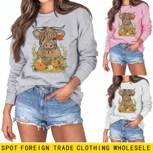 Calf Pumpkin Halloween Round Neck Loose Long-sleeved Large Size Sweater