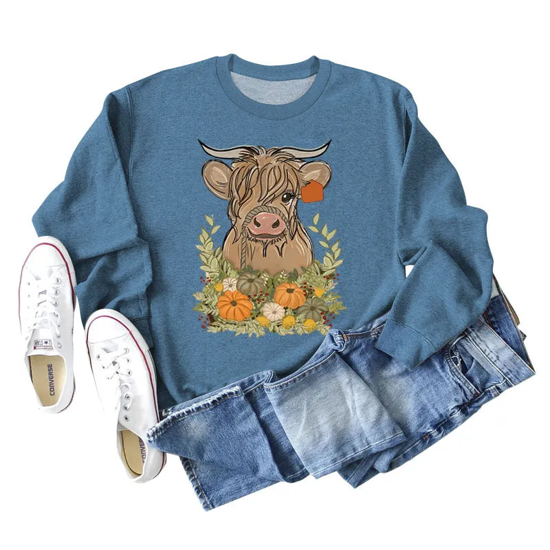 Calf Pumpkin Halloween Round Neck Loose Long-sleeved Large Size Sweater