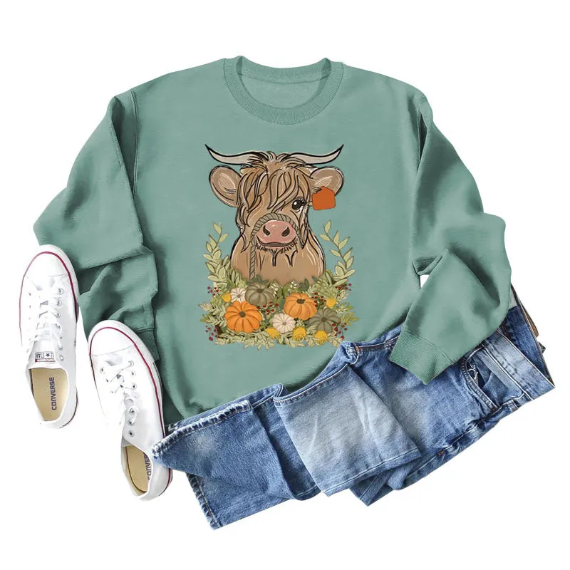 Calf Pumpkin Halloween Round Neck Loose Long-sleeved Large Size Sweater